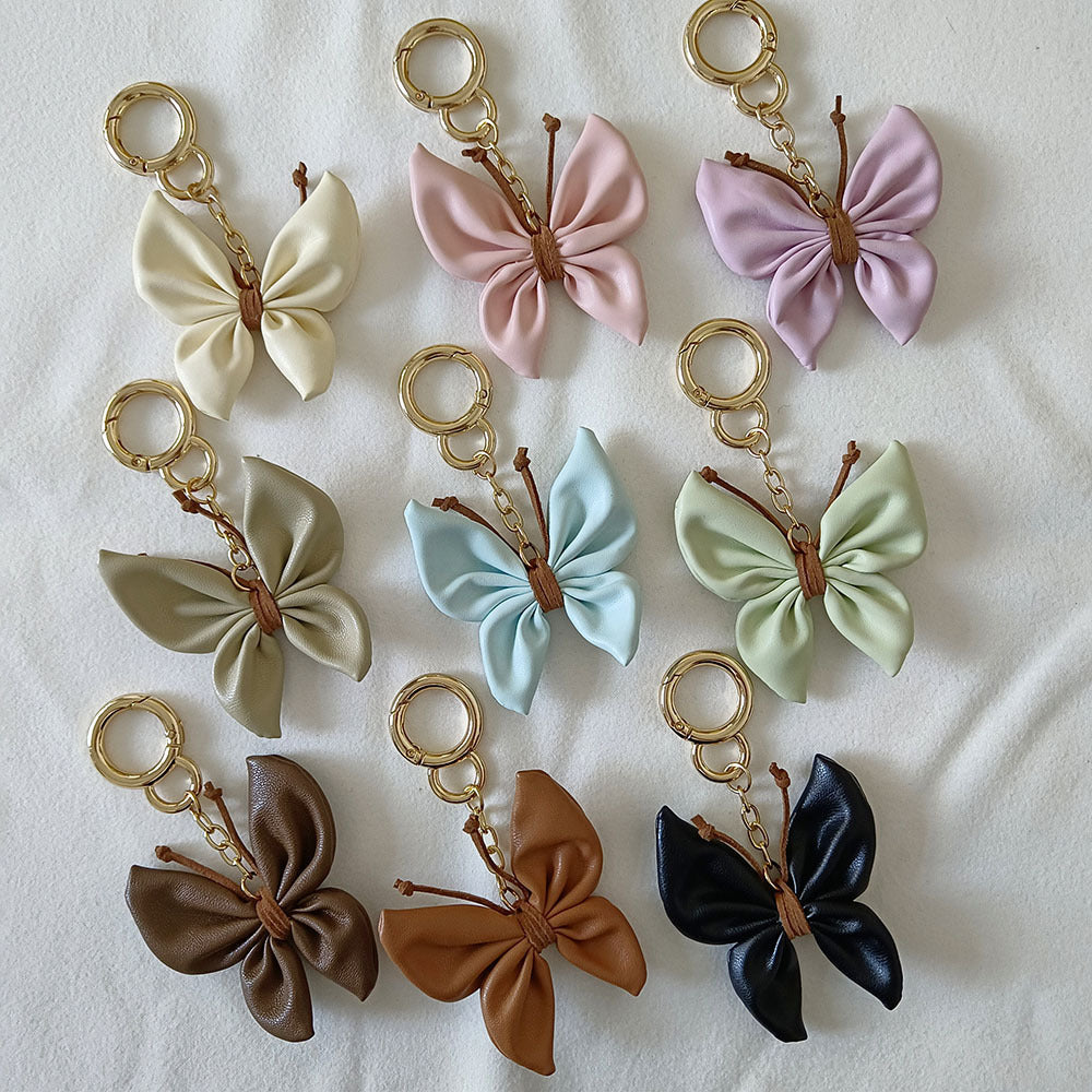 Butterfly Keychain Cars And Bags PU Leather Pendant