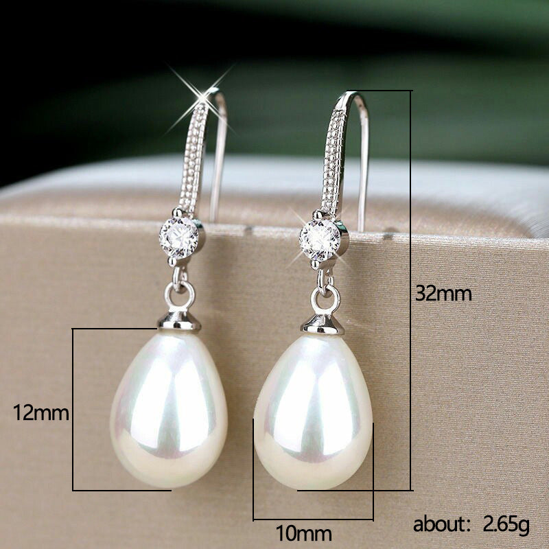 Women's Elegant Drop-shaped Imitation Pearl Long Earrings